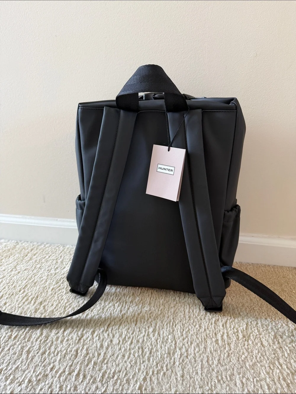 Hunter Black Backpack with Red Zipper Accent